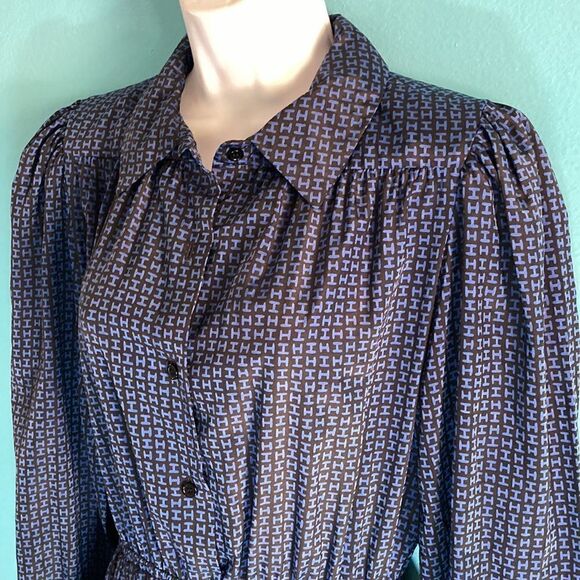 Halston III  Womens Size 8 Vintage 1980's Blue Logo Midi Dress Perfect Condition - Picture 8 of 13